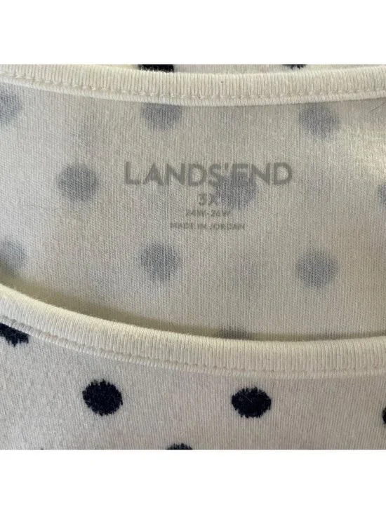 Lands End Womens Polka Dot White Sleeveless Scoop Neck Tank Top Plus Size 3X u - Picture 4 of 8